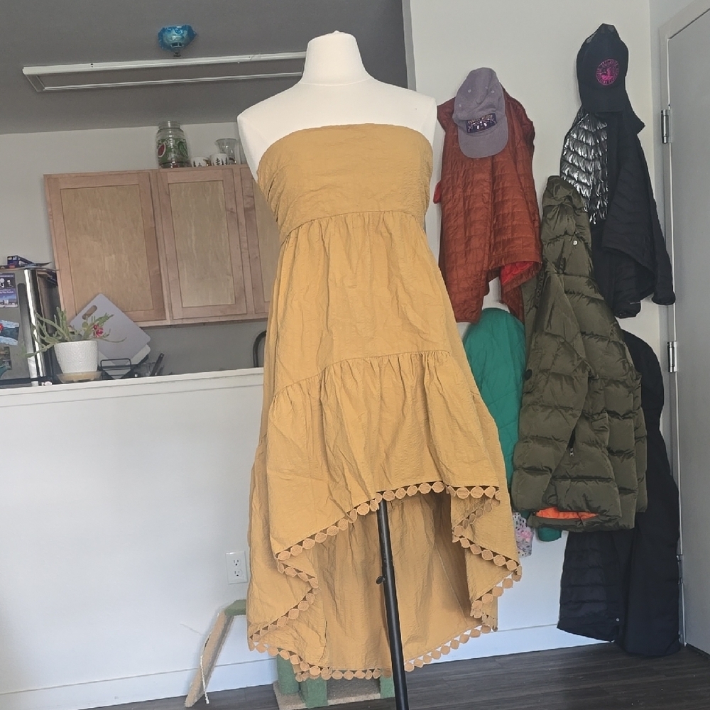 Mustard Strapless High-Low Dress